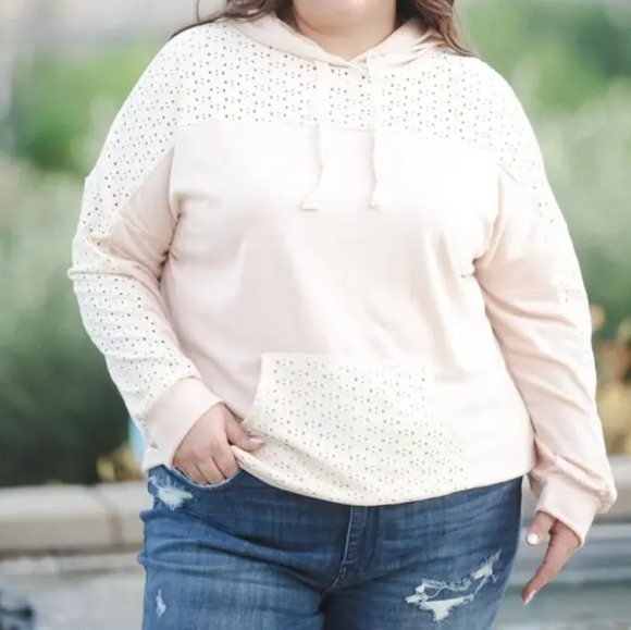 Haptics by Holly Harper Delightfully Dainty Hoodie In Baby Pink/Ivory - Picture 1 of 4